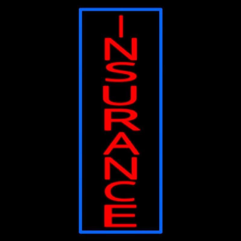 Vertical Red Insurance Blue Border Handmade Art Neon Sign