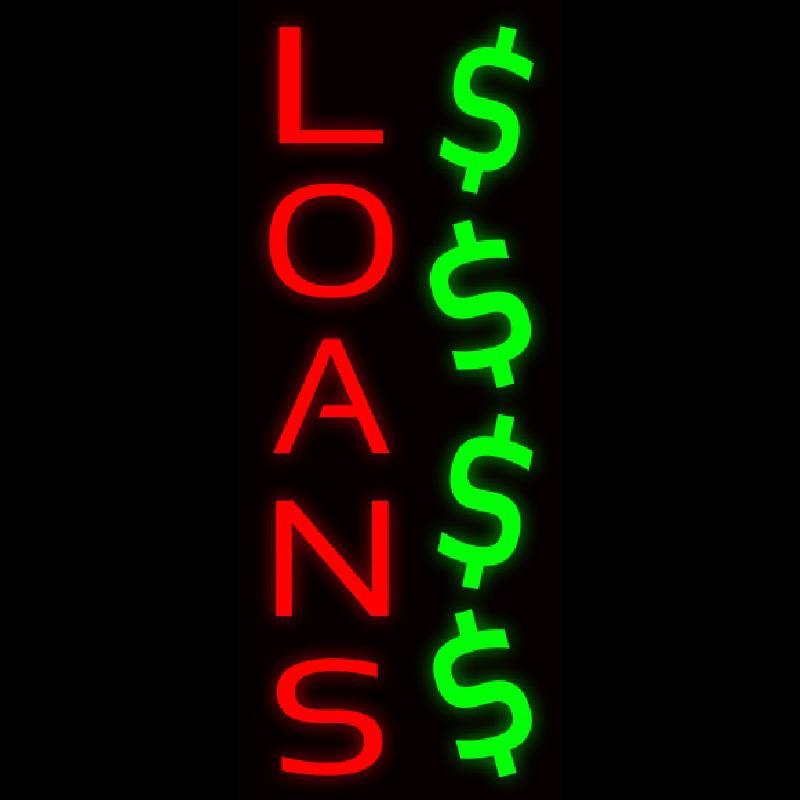 Vertical Red Loans Dollar Logo Handmade Art Neon Sign