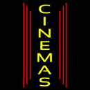 Vertical Yellow Cinemas Handmade Art Neon Sign