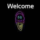 Welcome Ice Cream Cone And Smiling Face Handmade Art Neon Sign