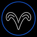 White Aries With Blue Circle Handmade Art Neon Sign