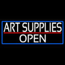White Art Supplies Open With Blue Border Handmade Art Neon Sign