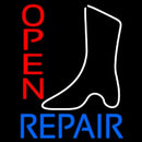 White Boot Repair Open Handmade Art Neon Sign