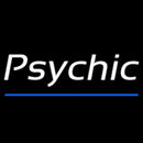 White Cursive Psychic Blue Line Handmade Art Neon Sign