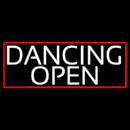 White Dancing Open With Red Border Handmade Art Neon Sign
