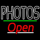 White Double Stroke Photo Open 3 Handmade Art Neon Sign