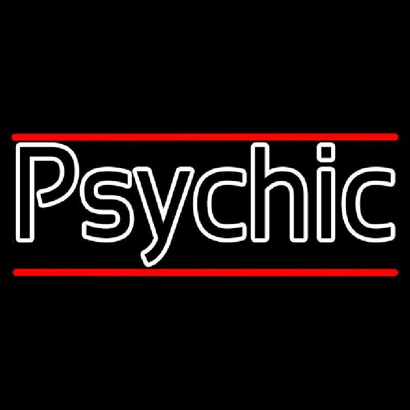 White Double Stroke Psychic And Red Line Handmade Art Neon Sign