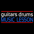 White Guitar Drums Blue Music Lesson Handmade Art Neon Sign