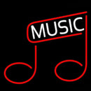 White Music Red Note 2 Handmade Art Neon Sign