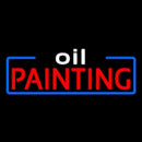 White Oil Red Painting With Border Handmade Art Neon Sign