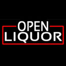 White Open Liquor With Red Border Handmade Art Neon Sign
