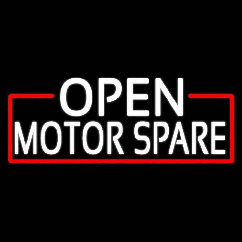 White Open Motor Spare With Red Border Handmade Art Neon Sign