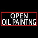 White Open Oil Painting With Red Border Handmade Art Neon Sign
