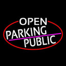 White Open Parking Public Oval With Red Border Handmade Art Neon Sign