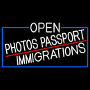 White Open Photos Passport Immigrations With Blue Border Handmade Art Neon Sign