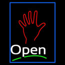 White Open Psychic Blue Border Handmade Art Neon Sign