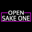 White Open Sake One With Pink Border Handmade Art Neon Sign