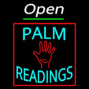 White Open Turquoise Palm Readings Red Border Handmade Art Neon Sign