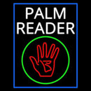 White Palm Reader With Logo Blue Border Handmade Art Neon Sign