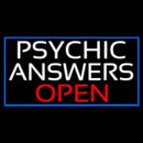 White Psychic Answers Red Open Blue Border Handmade Art Neon Sign