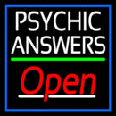 White Psychic Answers Red Open Green Line Blue Border Handmade Art Neon Sign