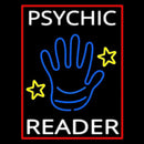 White Psychic Reader With Blue Palm Handmade Art Neon Sign