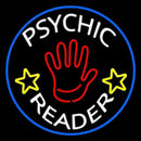 White Psychic Reader With Red Palm Blue Circle Handmade Art Neon Sign