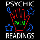 White Psychic Readings Green Palm With Logo Handmade Art Neon Sign