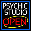 White Psychic Studio Red Open Blue Border Handmade Art Neon Sign