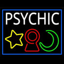 White Psychic With Logo Blue Border Handmade Art Neon Sign