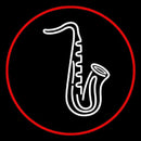 White Saxophone Red Border 1 Handmade Art Neon Sign