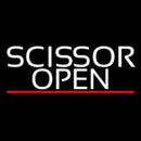 White Scissor Open With Red Line Handmade Art Neon Sign