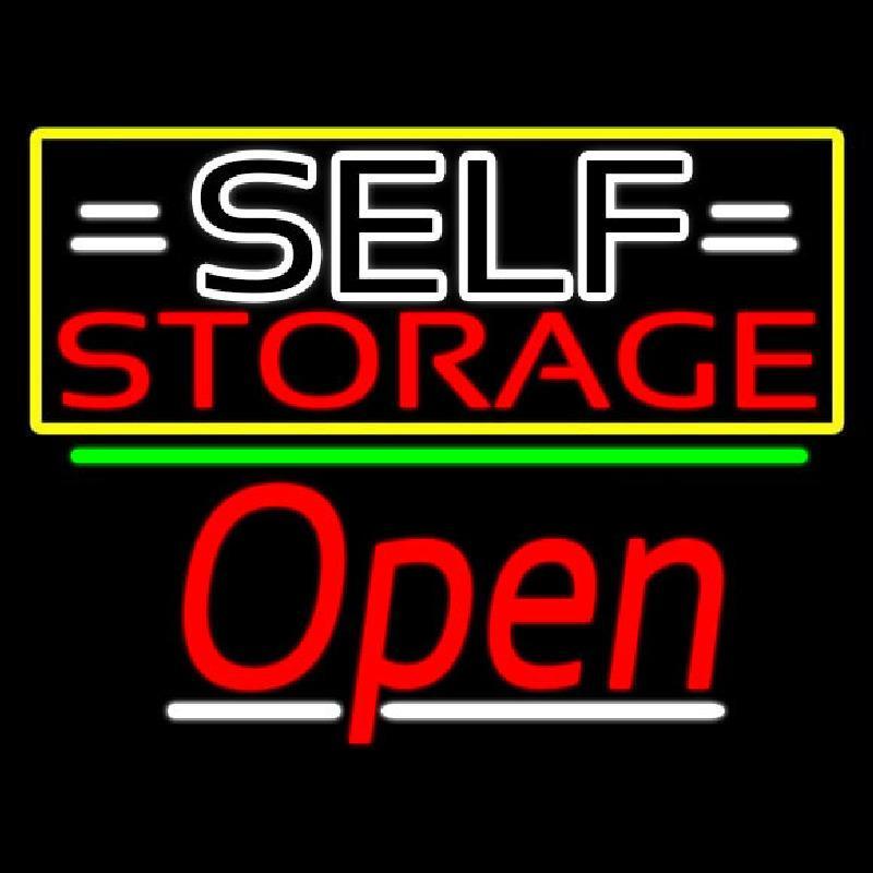 White Self Storage Block With Open 3 Handmade Art Neon Sign