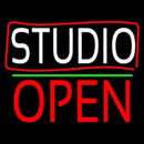 White Studio With Border Open 1 Handmade Art Neon Sign