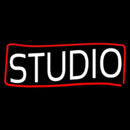 White Studio With Red Border Handmade Art Neon Sign
