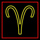 Yellow Aries Red Border Handmade Art Neon Sign