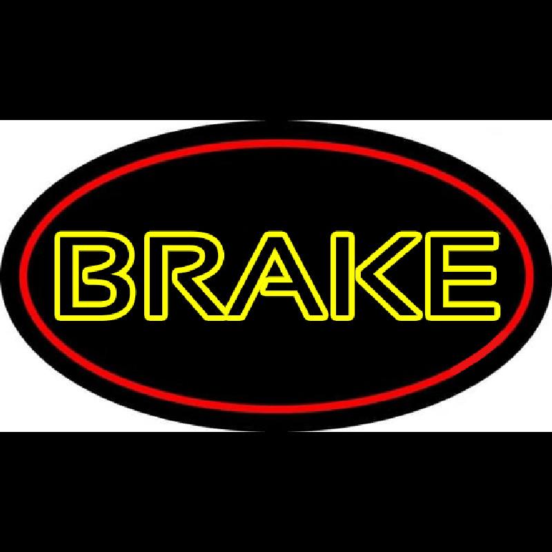 Yellow Double Stroke Brake With Border Handmade Art Neon Sign