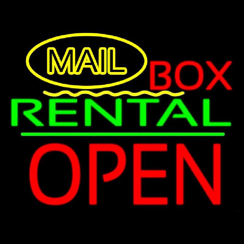 Yellow Mail Block Box Rental Open 1 Handmade Art Neon Sign