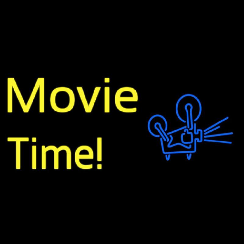 Yellow Movie Time With Logo Handmade Art Neon Sign