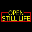 Yellow Open Still Life With Red Border Handmade Art Neon Sign
