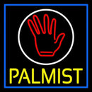 Yellow Palmist Block With Logo Blue Border Handmade Art Neon Sign