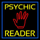 Yellow Psychic Reader Blue Border Handmade Art Neon Sign