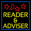 Yellow Reader And Advisor Blue Border Handmade Art Neon Sign