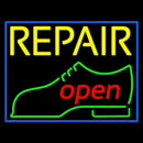 Yellow Repair Shoe Logo Open Handmade Art Neon Sign