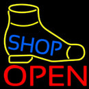 Yellow Shoe Blue Shop Open Handmade Art Neon Sign