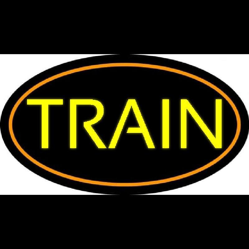 Yellow Train With Border Handmade Art Neon Sign