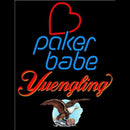 Yuengling Poker Girl Heart Babe Beer Sign Handmade Art Neon Sign