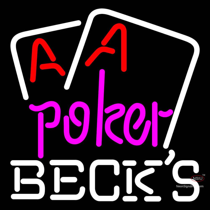 Becks Purple Lettering Red Aces White Cards Neon Sign