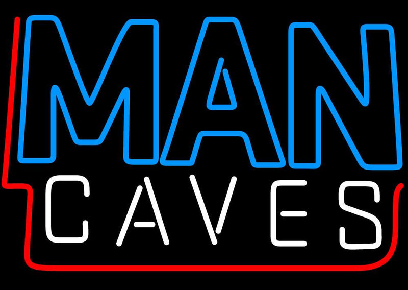 Blue And White Red Border Man Cave Handmade Art Neon Sign
