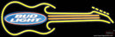Bud Light GUITAR Yellow Orange Neon Sign  